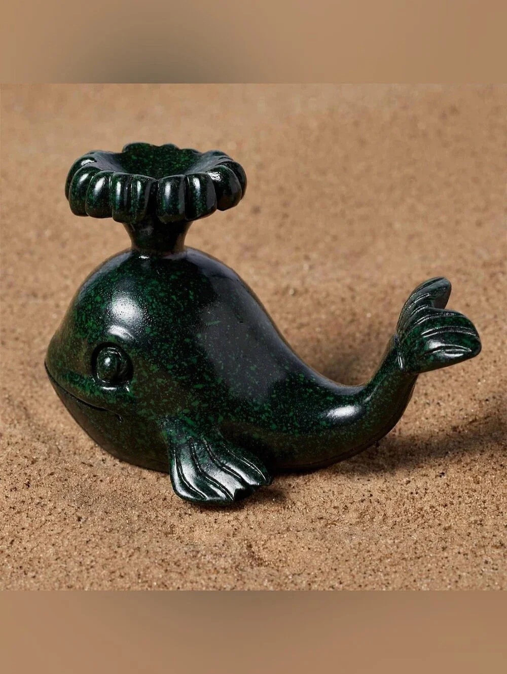 Whale Crystal Sphere Holder Stand, Green Resin Ocean Gemstone Display Pedestal
